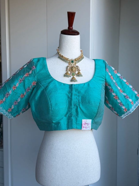 Rawsilk Embroidery Blouse | Party Wear Blouse | Indian Bridal Blouse