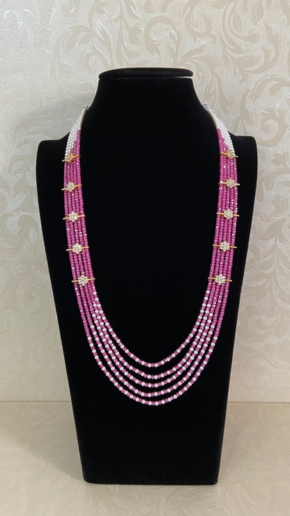 Premium Beads CZ Side Pendants Mala | Indian Jewelry In USA