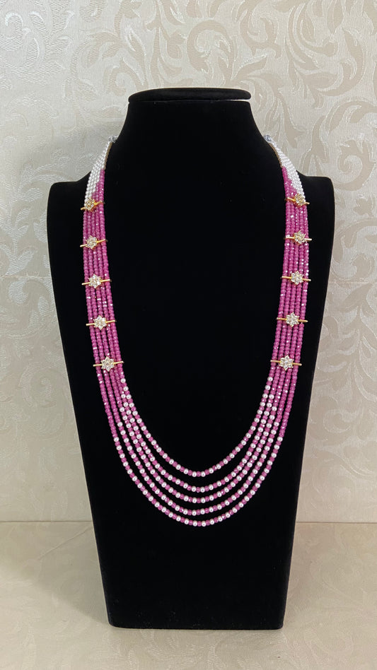 Premium Beads CZ Side Pendants Mala | Indian Jewelry In USA
