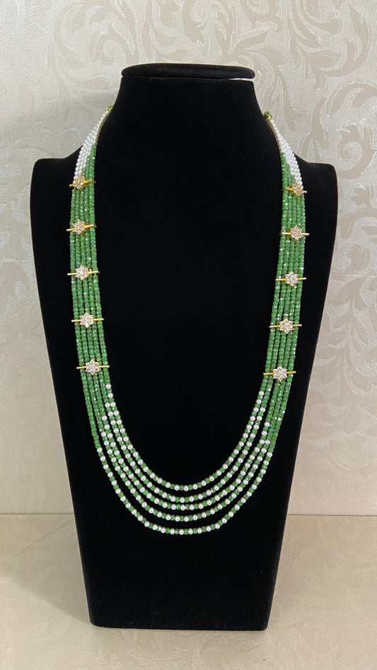 Premium Beads CZ Side Pendants Mala | Indian Jewelry In USA