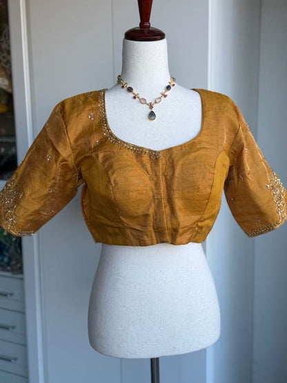 Rawsilk Tissue Embroidery Blouse | Saree Blouses in USA