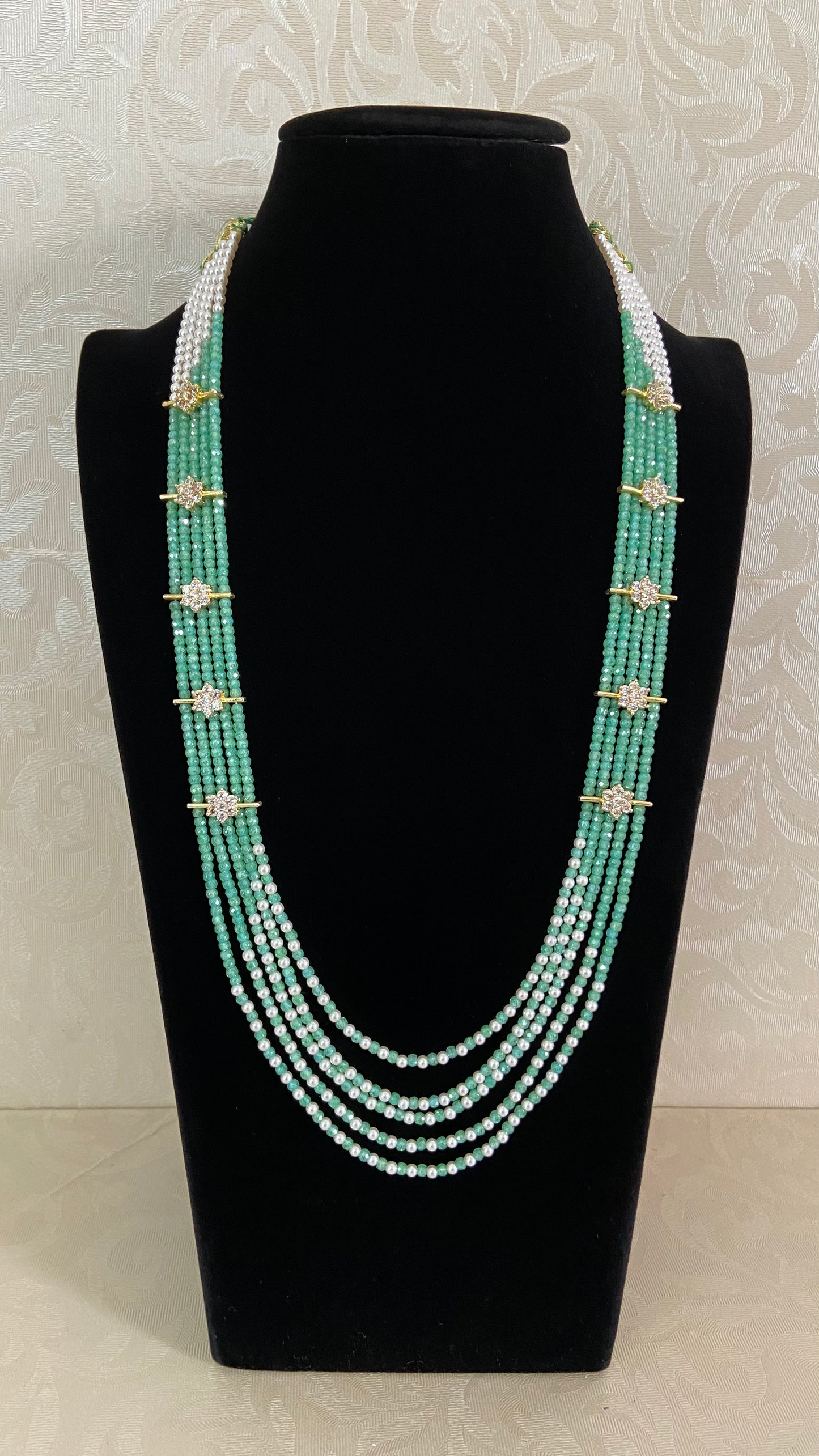 Premium Beads CZ Side Pendants Mala | Indian Jewelry In USA