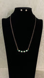 AD Green Pendant BlackBeads Necklace With Studs | Traditional Mangalasutra