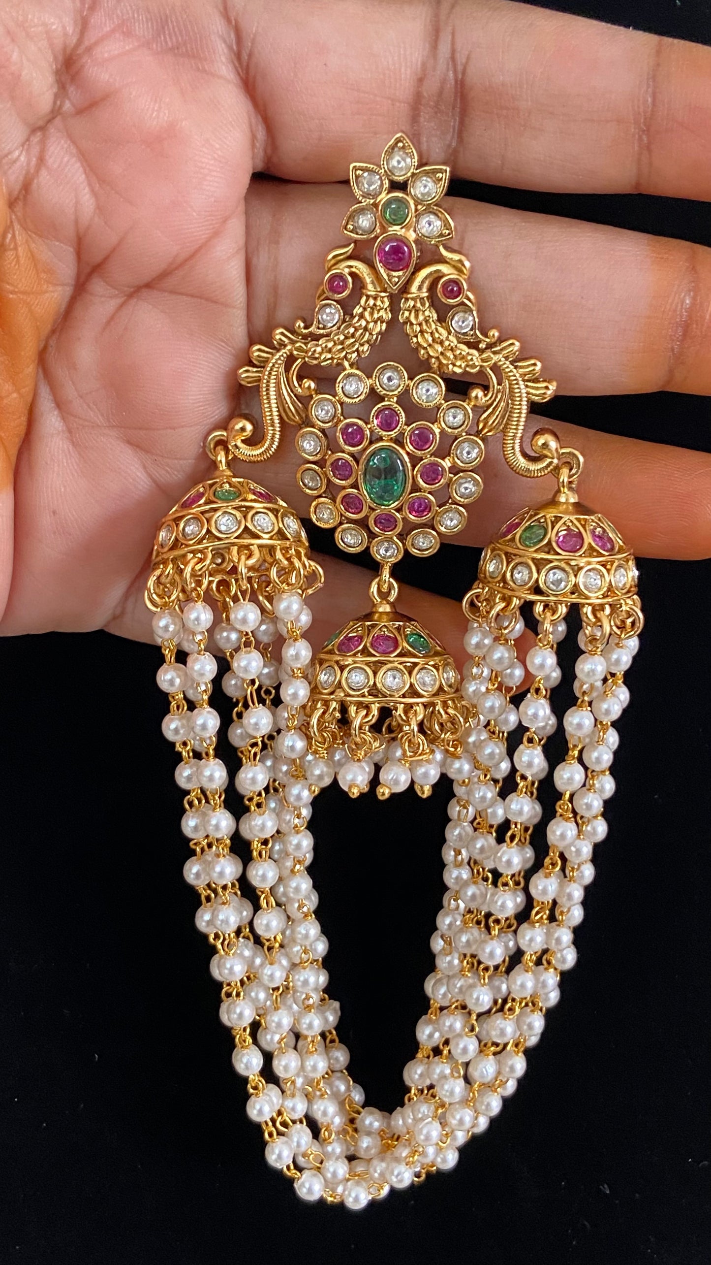 Peacock Pearl Hanging Hair Accessories | Pearl Hair Choti   | Traditional Indian Jewelry