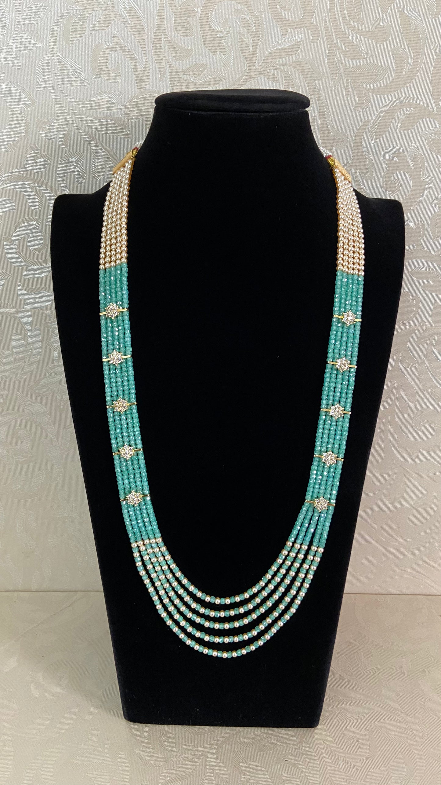 Premium Beads CZ Side Pendants Mala | Indian Jewelry In USA