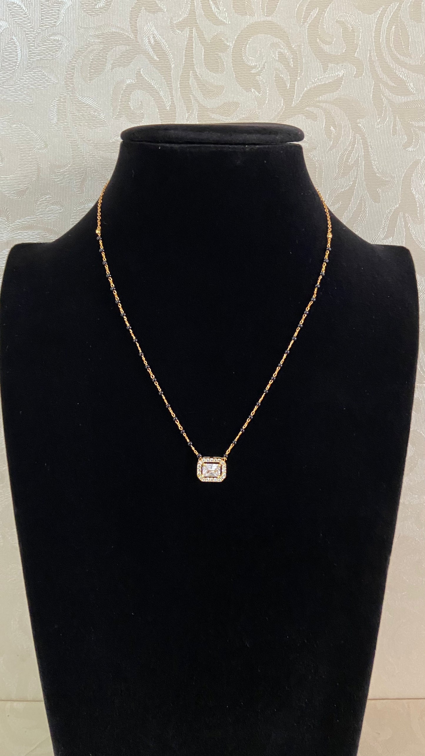 AD Pendant Simple Mangalasutra | Black Beads Necklace