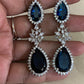 AD Rhodium Earrings | Blue Sapphire Drops Earrings