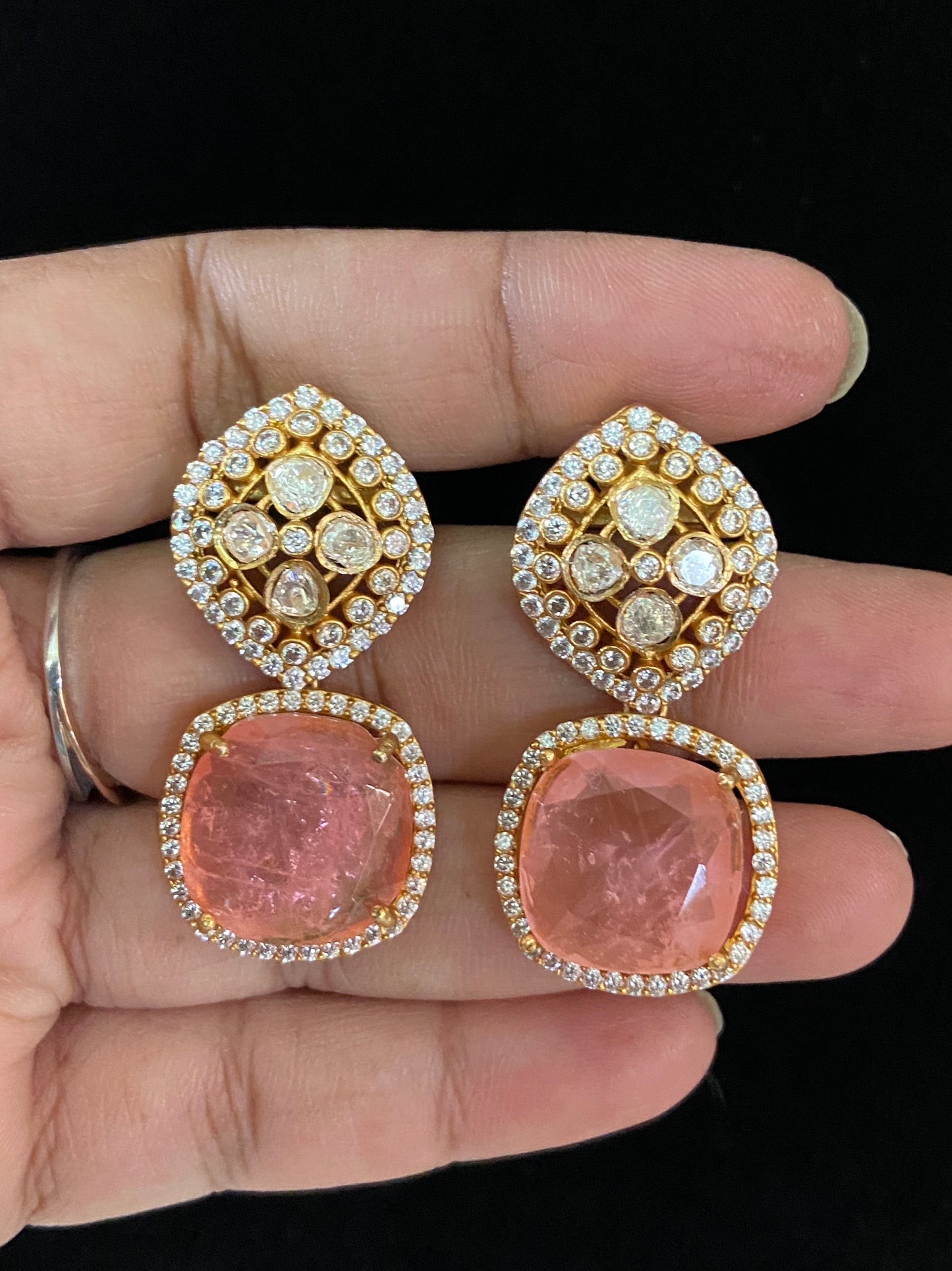 AD Ethnic Earrings | Moissanite Indian Earrings |  Gift Idea