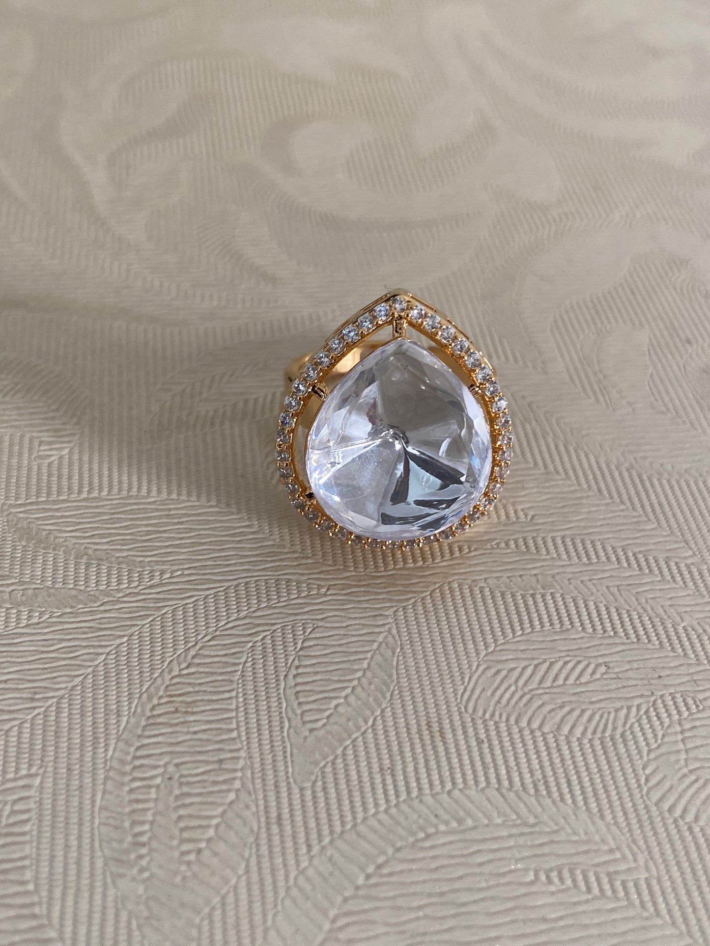 AD Polki  Drop Finger Ring |  Adjustble Finger Ring