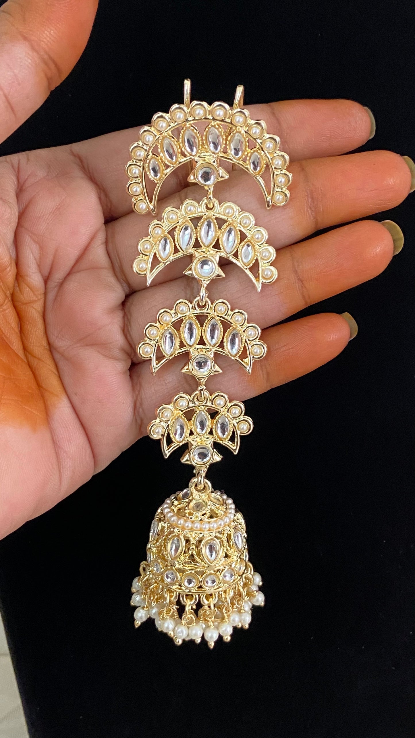 Kundan Pearl Jumki Hair Accessories | Hair Choti | Traditional Indian Jewelry