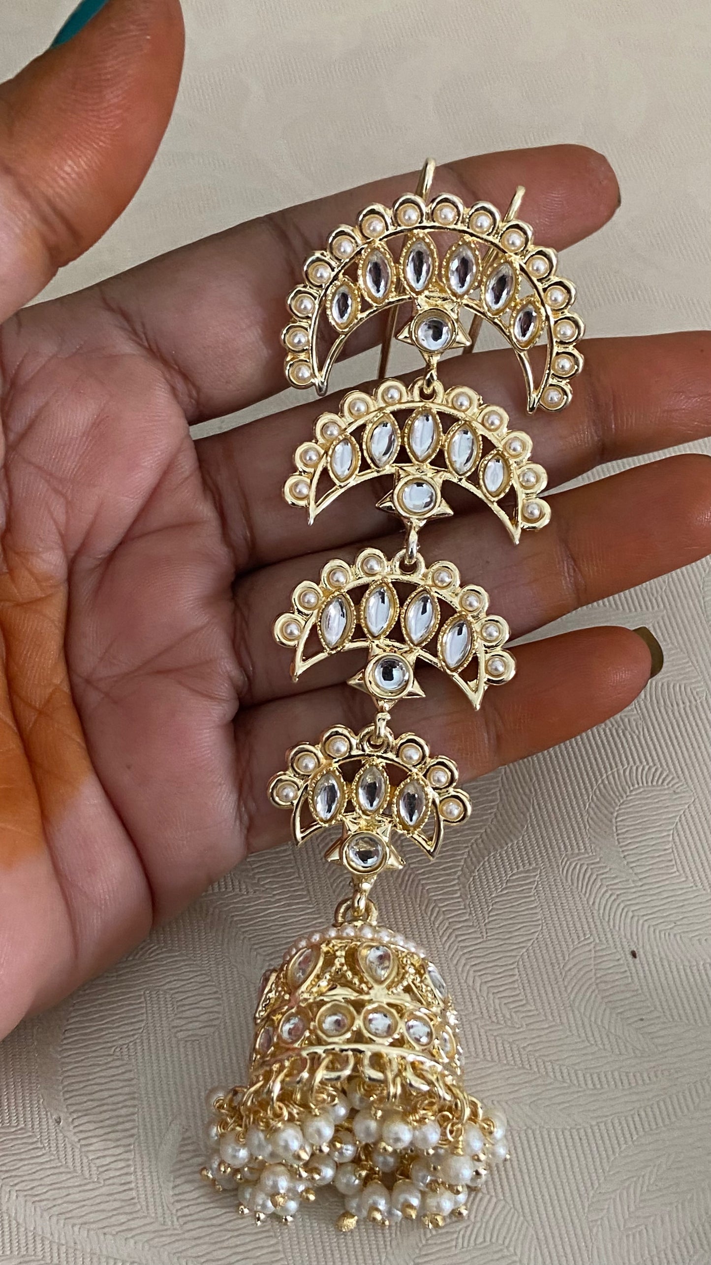 Kundan Pearl Jumki Hair Accessories | Hair Choti | Traditional Indian Jewelry