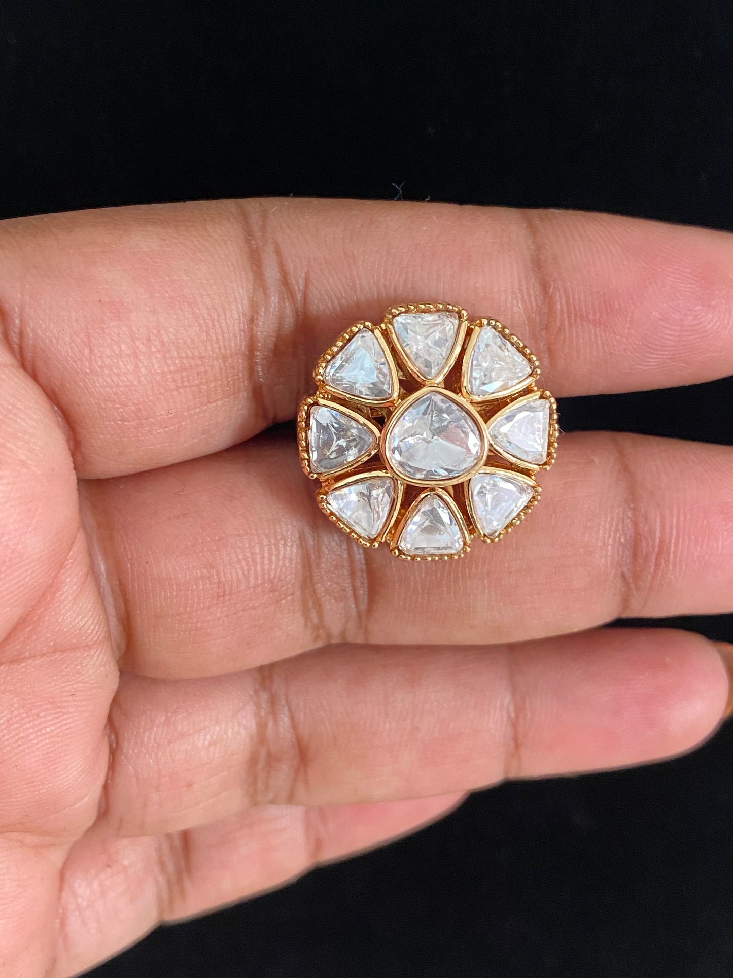 Moissanite Flower Finger Ring | Adjustble Finger Ring | Gift Idea