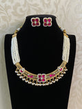 Fusion Kundan Polki Necklace | Hand Crafted Pearl Necklace