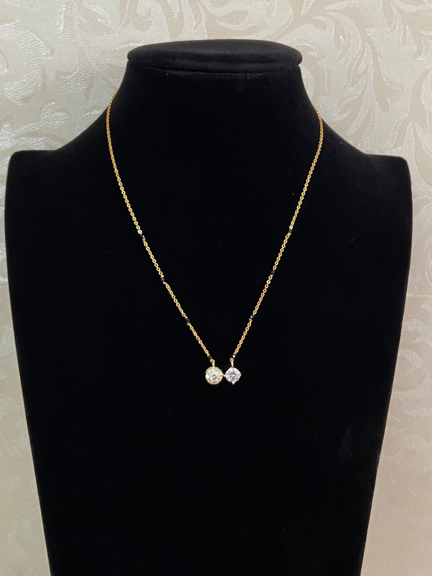 AD Pendant Antique Mangalasutra | Indian Black Beads Necklace