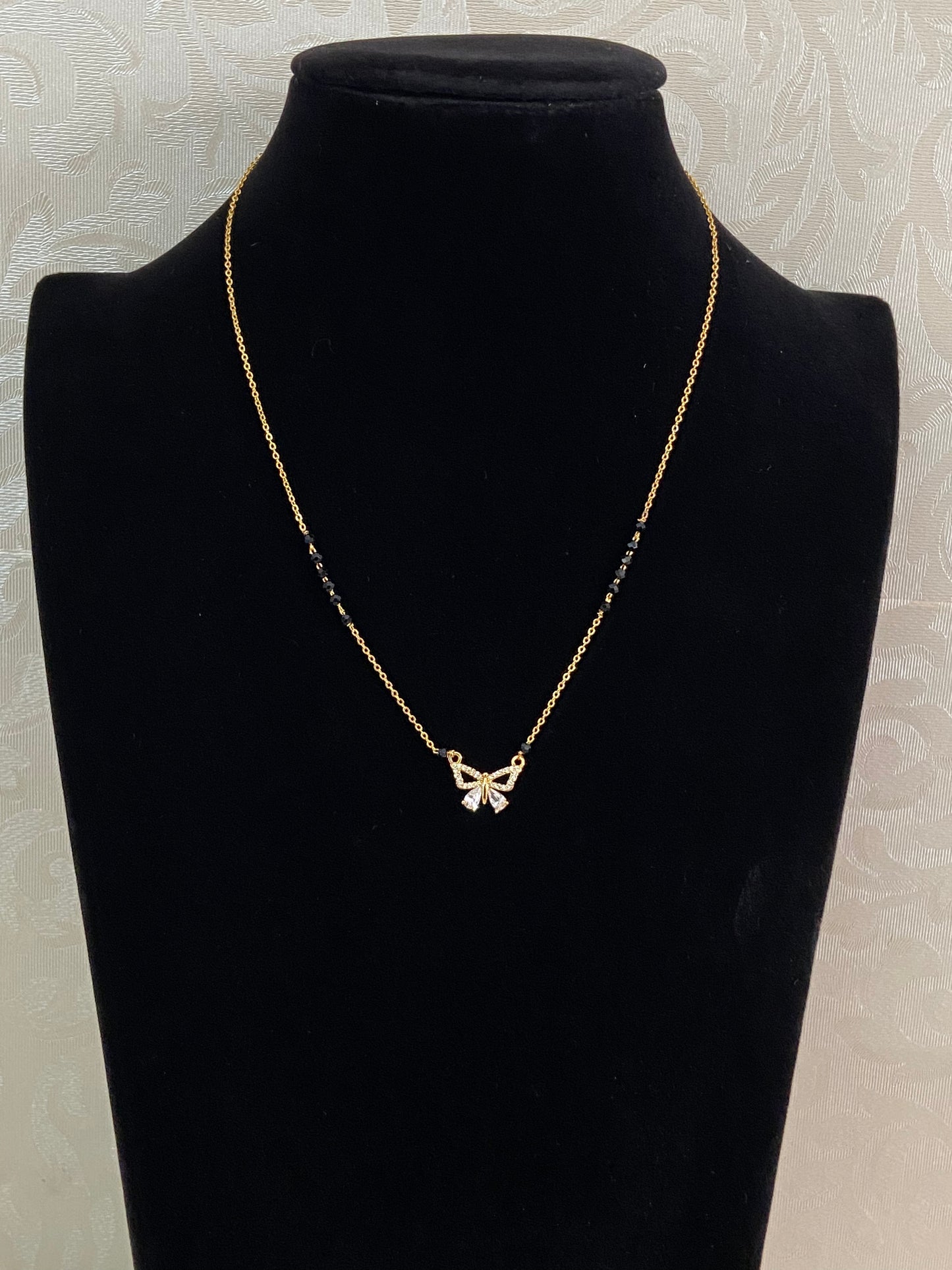 Simple AD Pendant Mangalasutra | Black Beads Necklace