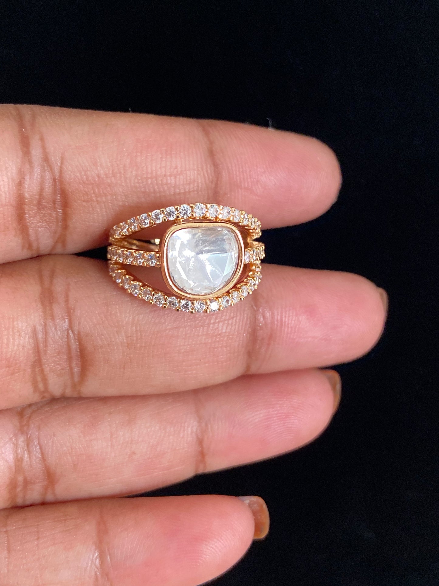 AD Polki Finger Ring | Indian Fingers Ring