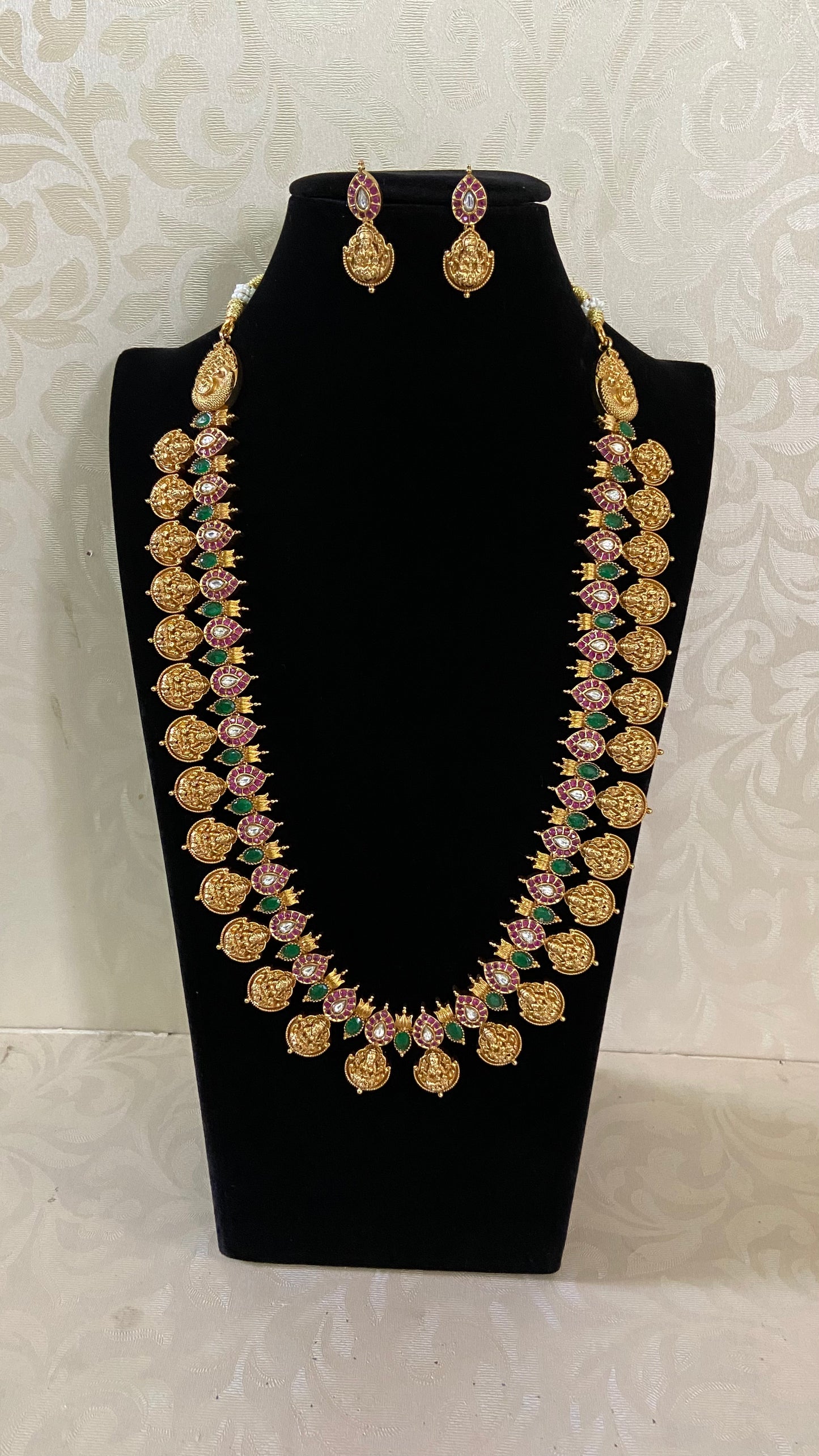 Lakshmi Haram With Earrings | Temple Traditional Necklace