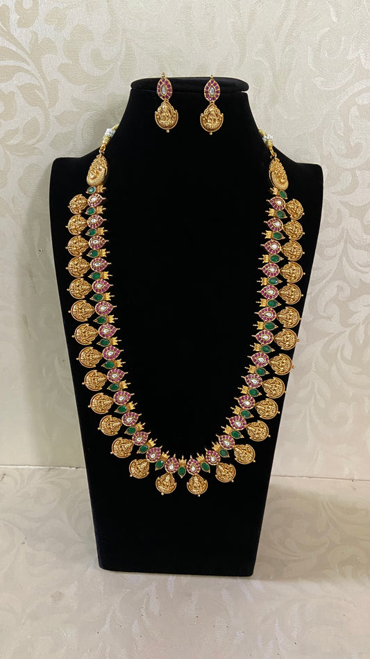 Lakshmi Haram With Earrings | Temple Traditional Necklace