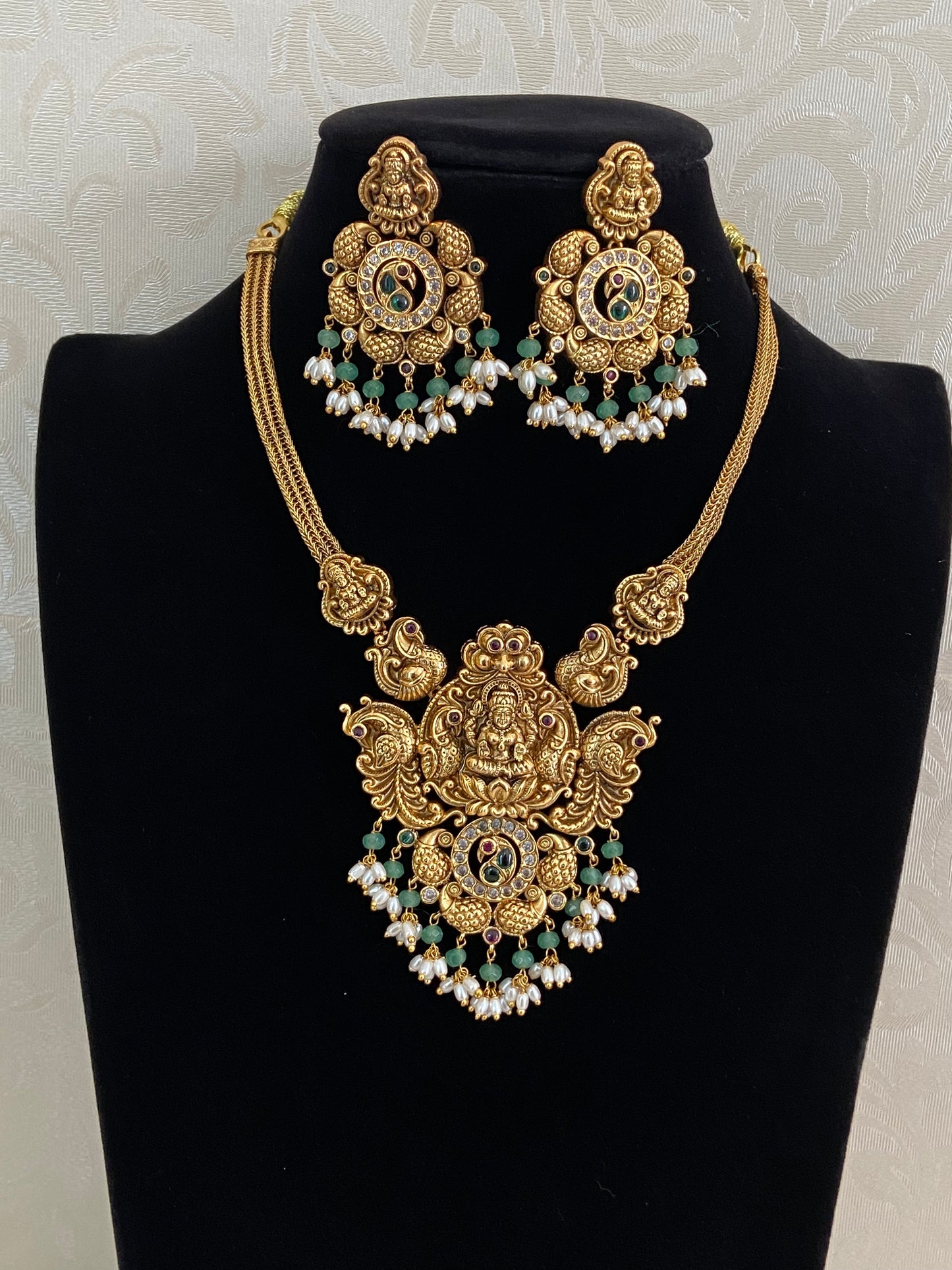 Antique Temple Lakshmi Necklace Set | Traditional South Indian Jewelry