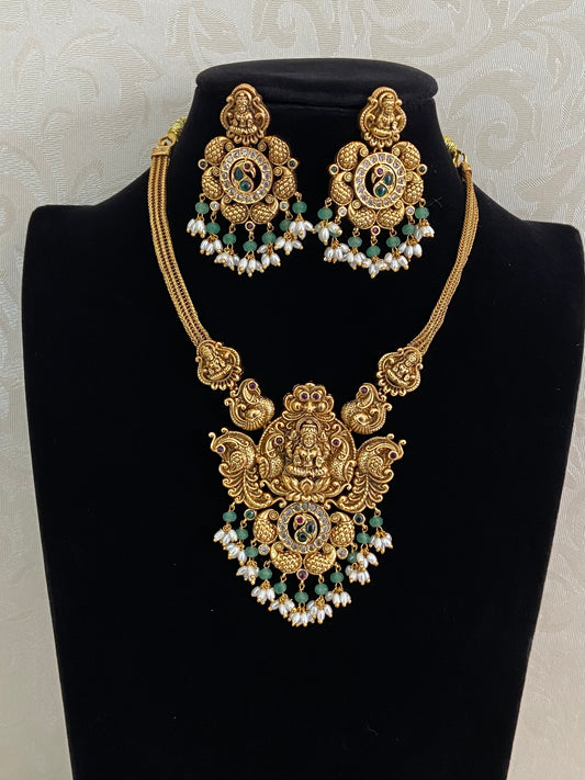 Antique Temple Lakshmi Necklace Set | Traditional South Indian Jewelry
