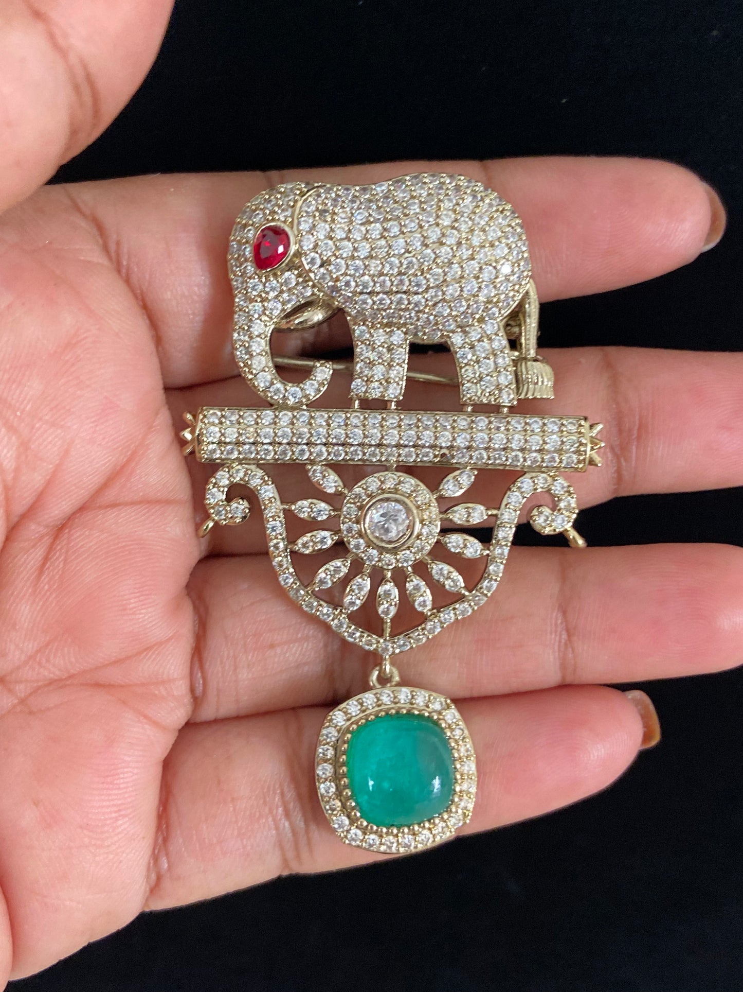 AD Elephant Brooch Pin |  Indian Jewelry In USA