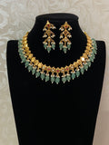Antique Green Beads Kundan Necklace Set | Traditional Indian Jewelry In USA