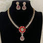 Coral Pendant AD Necklace Set | Indian Jewelry In USA | Gift Idea
