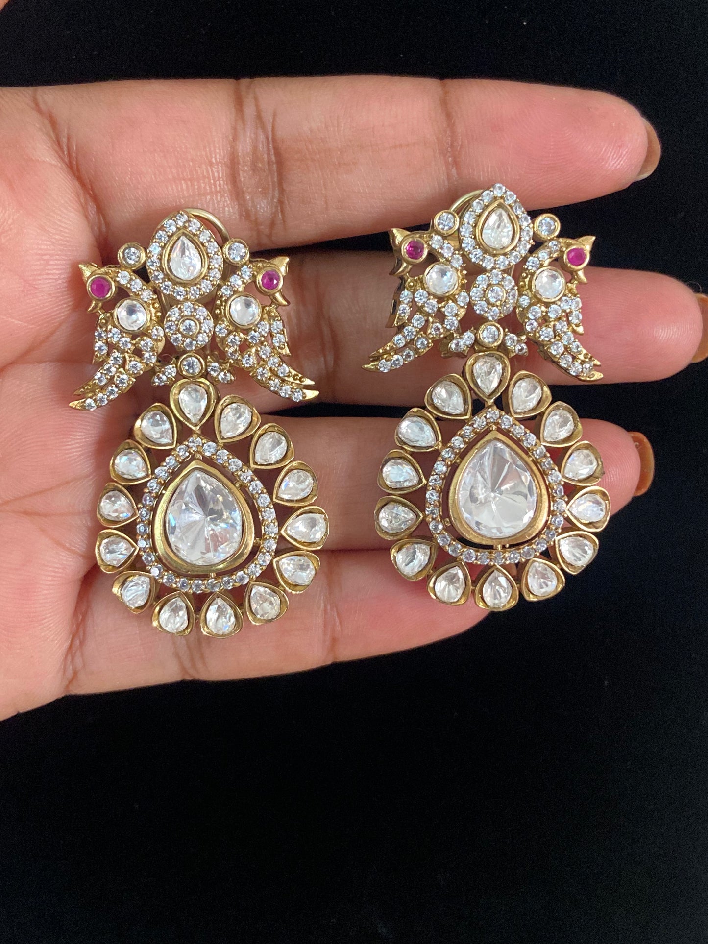 Victorian moissanite Peacock Earrings | Indian Jewelry In USA