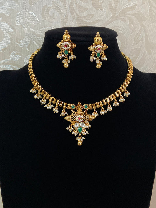 Antique Kundan Necklace Set | Traditional Indian Jewelry In USA