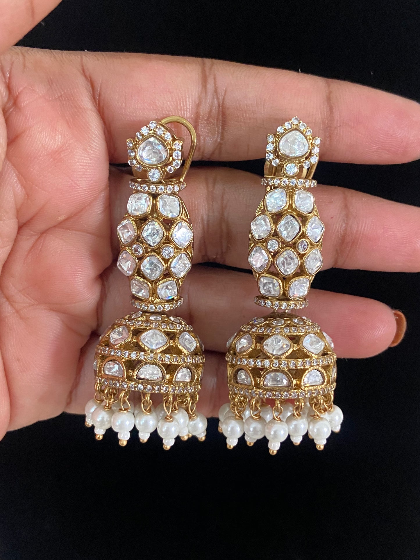 Moissanite Jumki Earrings | Indian Earrings