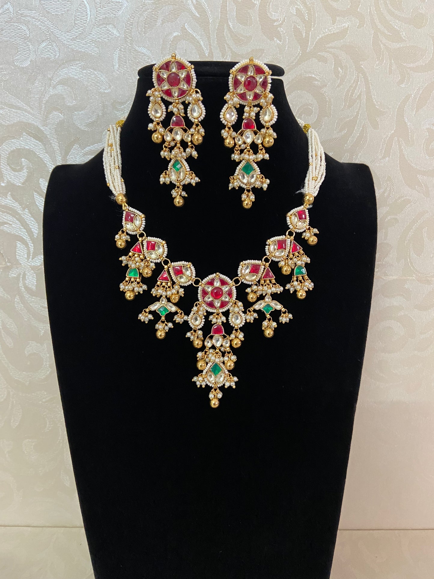Ahamadabadi Kundan Necklace Set | Handmade jewelry | Indian jewelry in USA