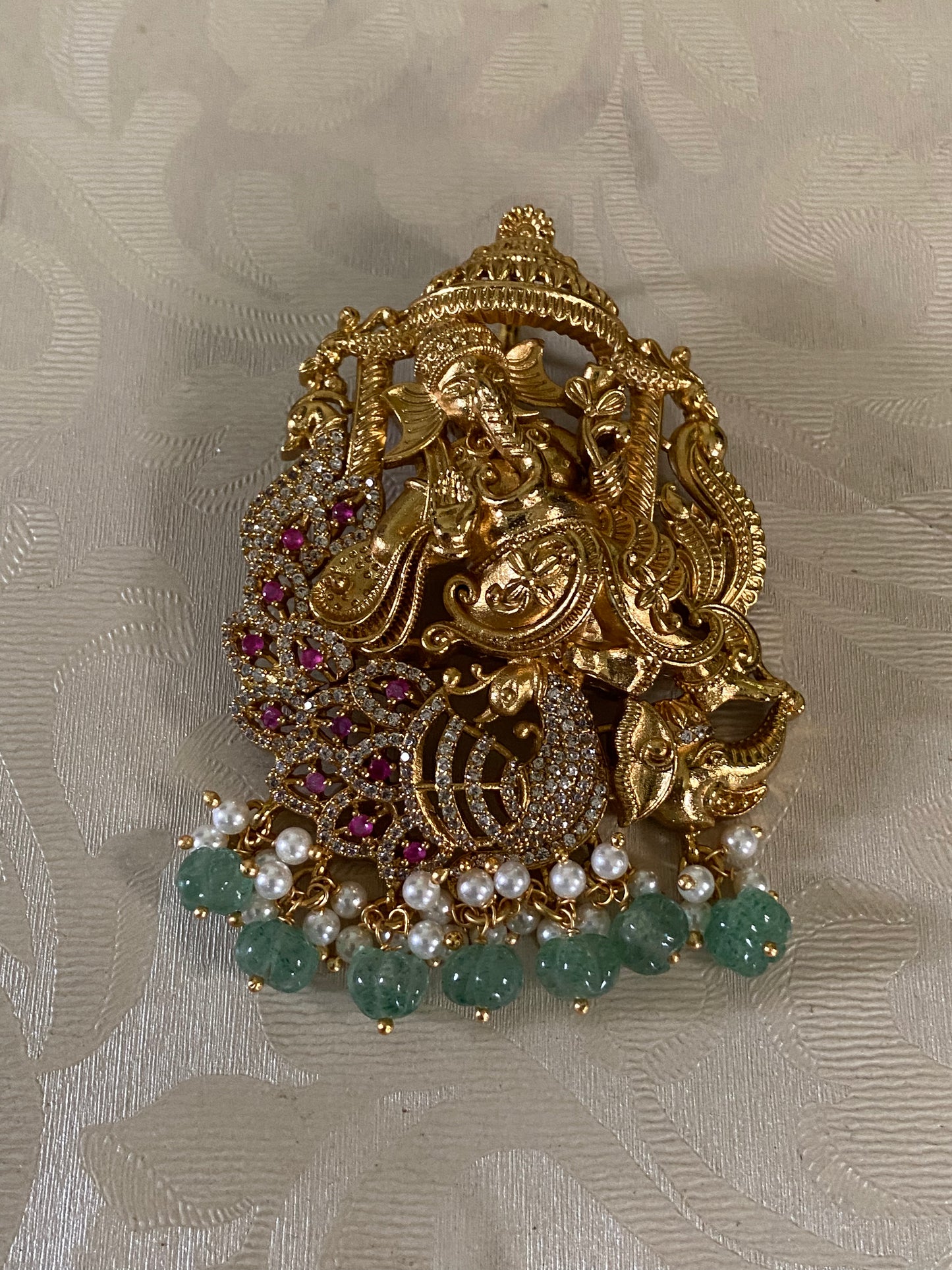 CZ Antique Ganesh Pendant | Traditional Temple Jewelry In USA