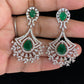Rhodium AD Emerald Earrings |