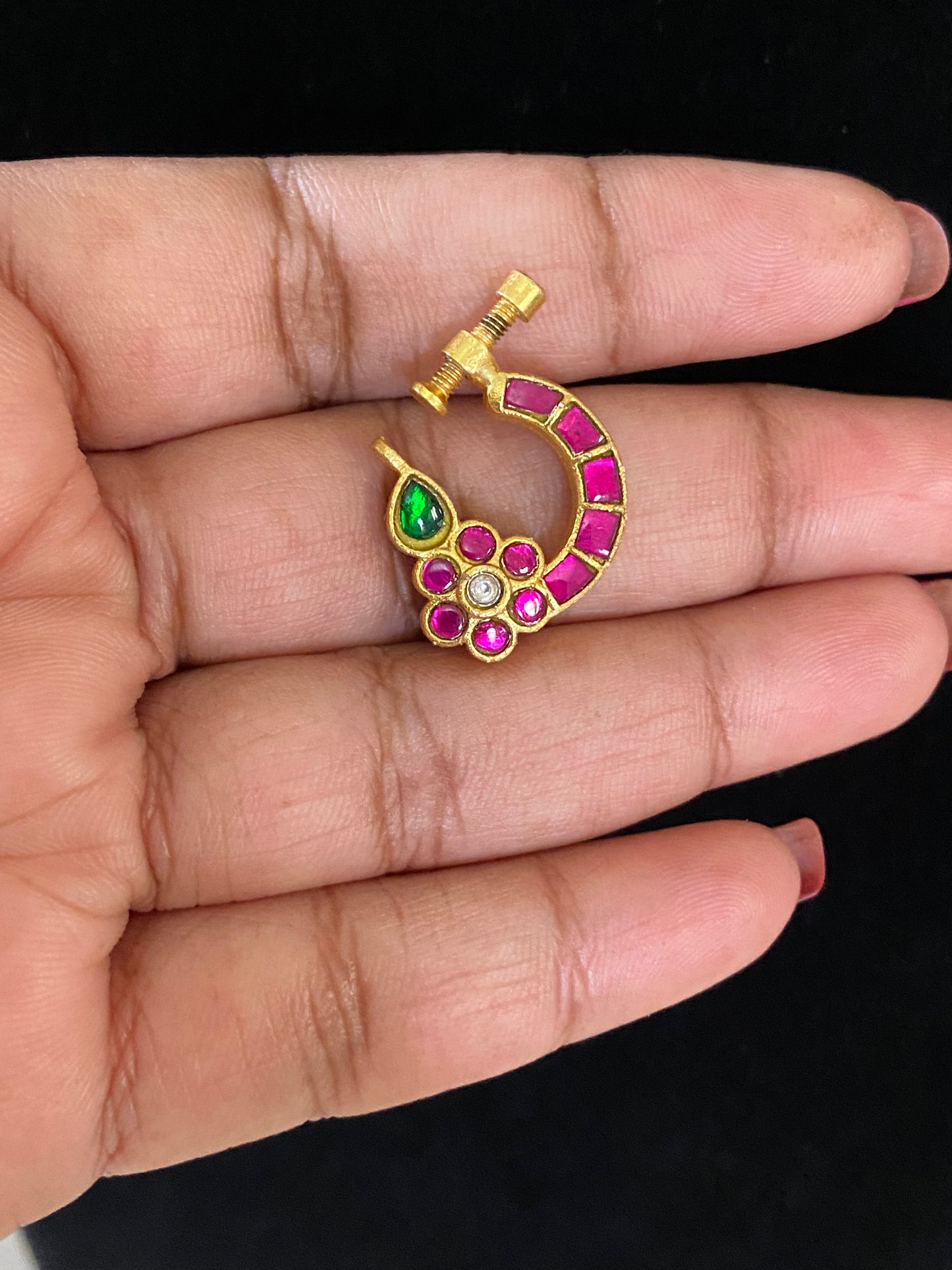 Antique Jadau Kundan Nath |  Indian Nose Rin
