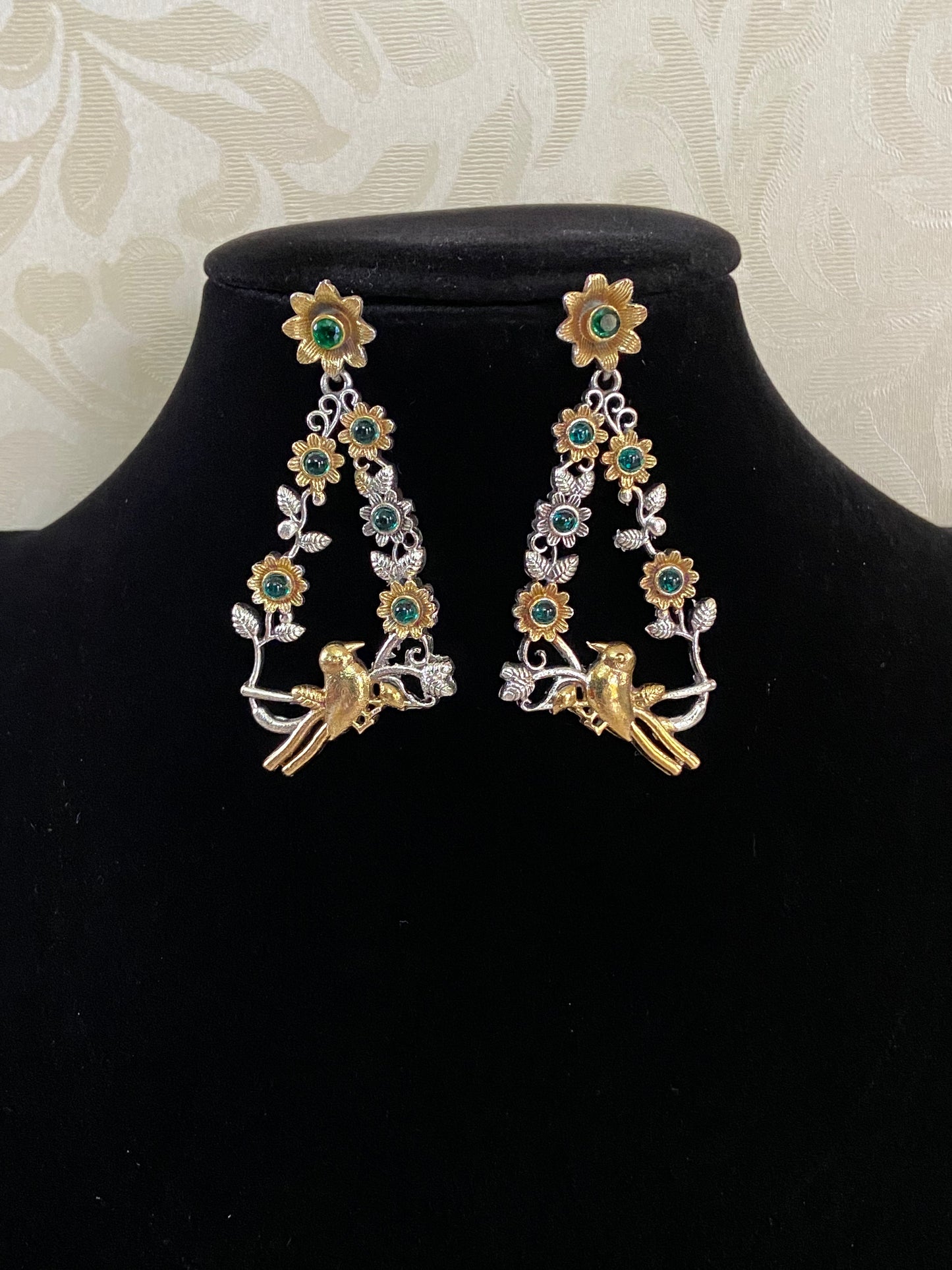 Dual tone Earrings | Oxidised Silver & Gold Tone Earrings