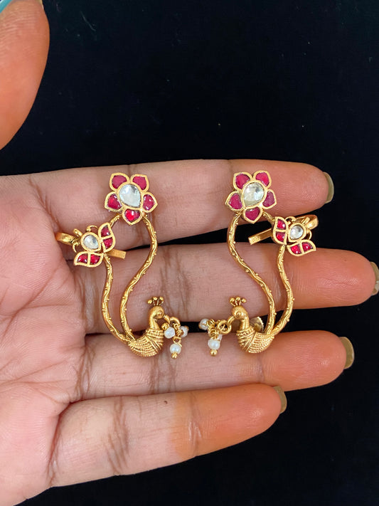 Antique Peacock Kundan Earcuff | Latest Indian Jewelry In USA