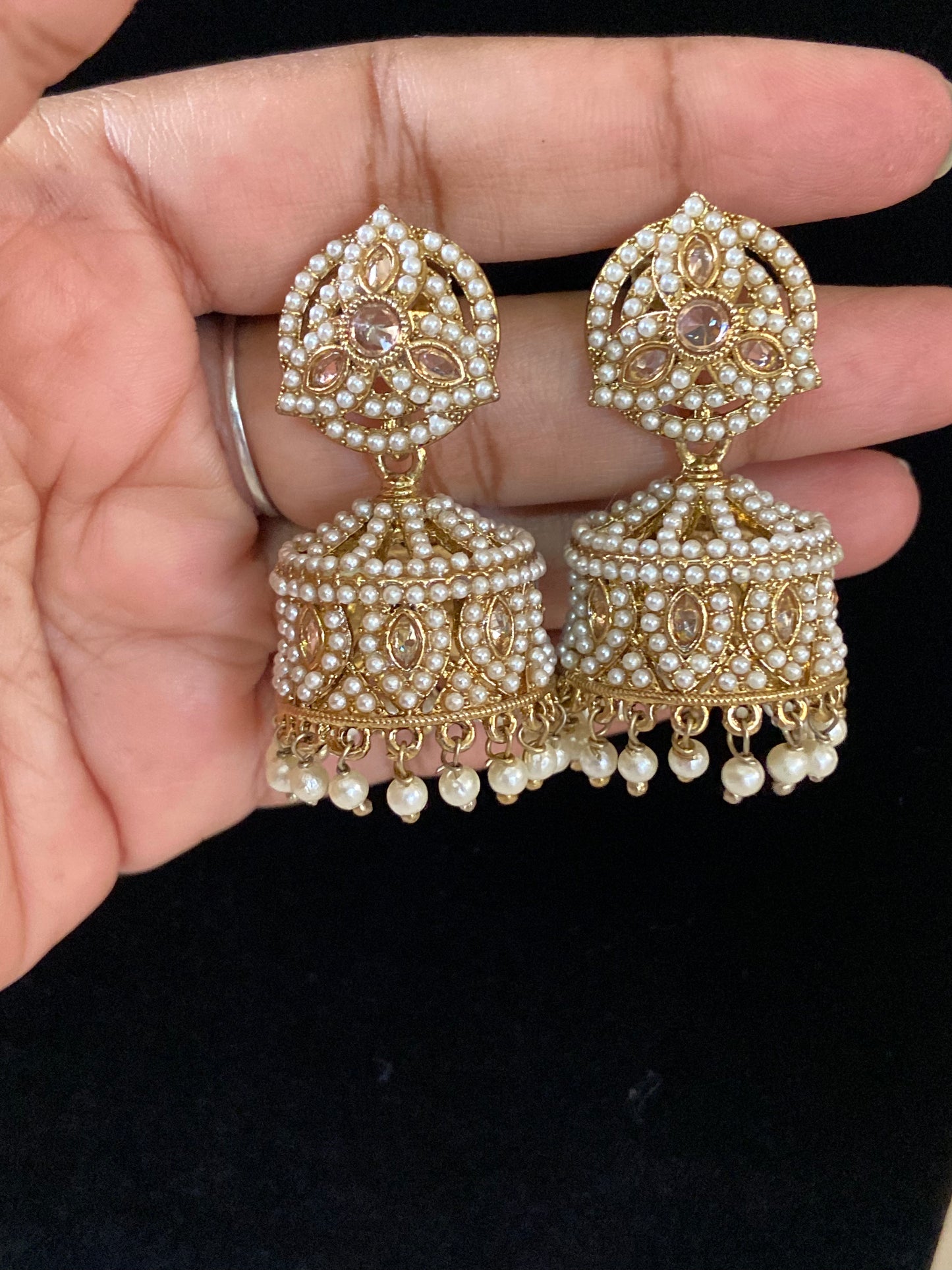 Antique  Pearl Jumki Earrings | Indian Earrings In USA