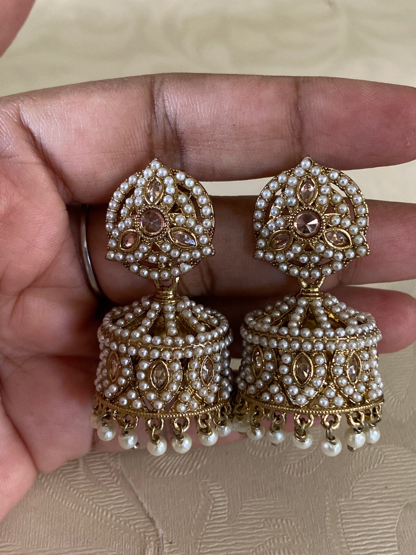 Antique  Pearl Jumki Earrings | Indian Earrings In USA