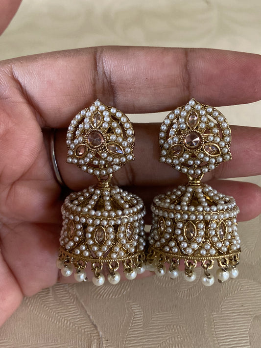Antique  Pearl Jumki Earrings | Indian Earrings In USA