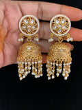 Antique Kundan Pearl Jumkis | Traditional Earrings