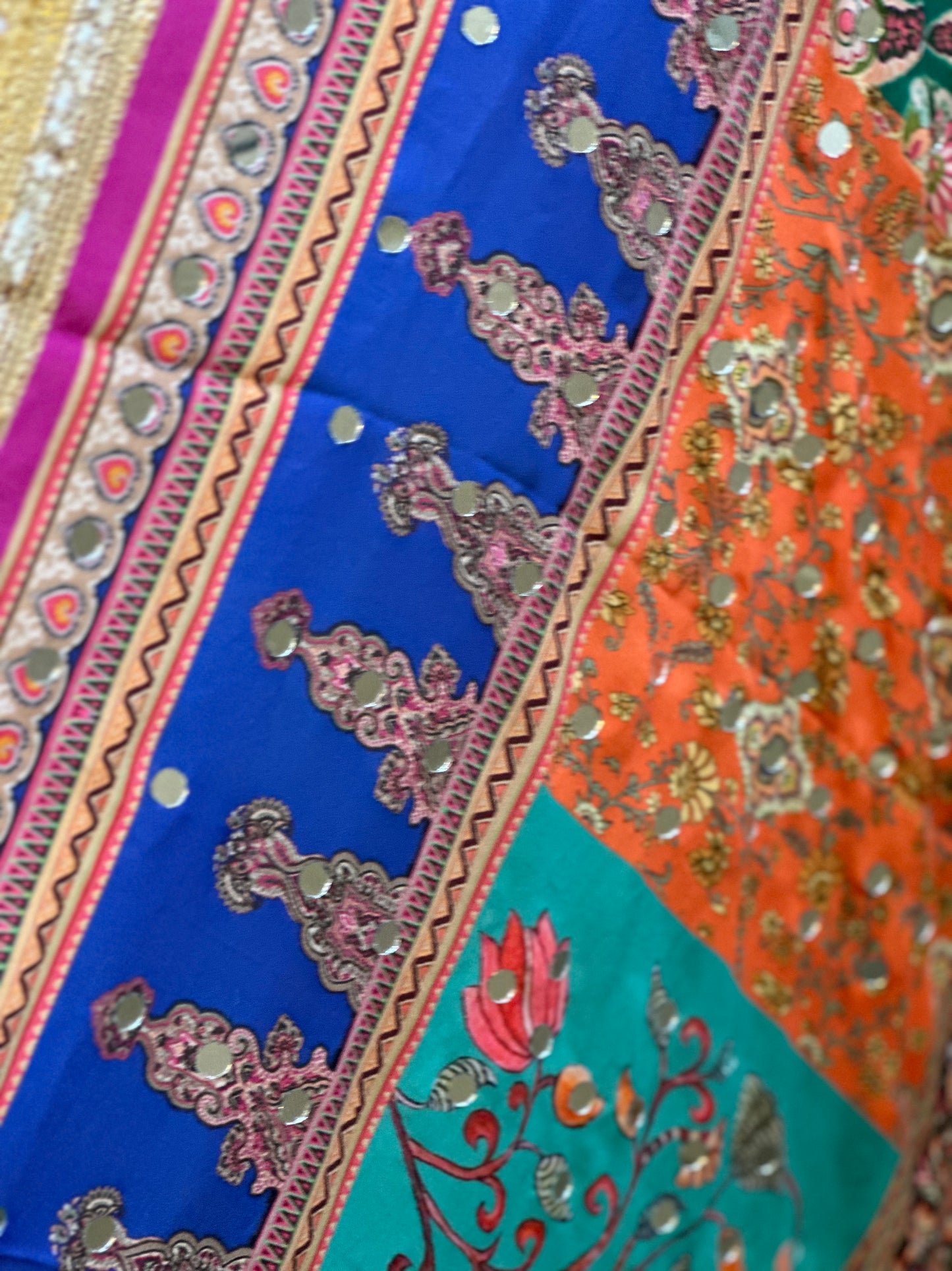 Multi Colors Mirror Work Crape Dupatta