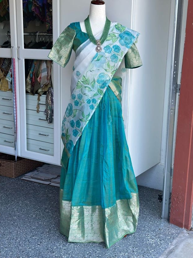 Teens Mangalagiri Pattu lehanga | Partwear lehanga | Lehanga voni