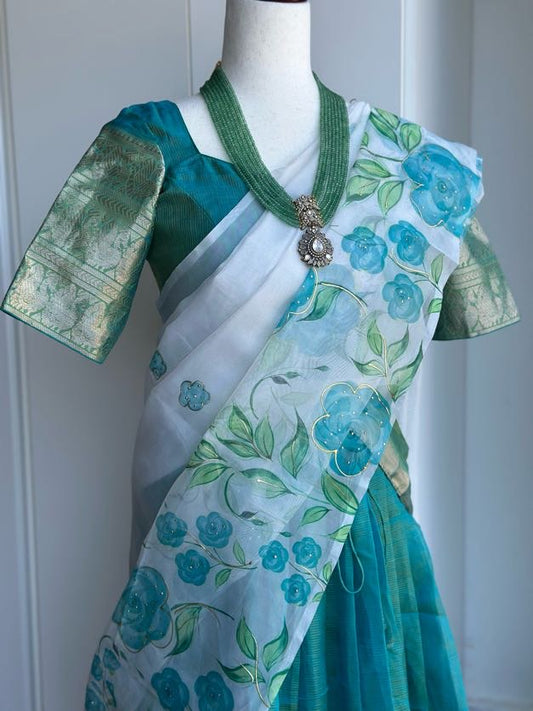 Teens Mangalagiri Pattu lehanga | Partwear lehanga | Lehanga voni