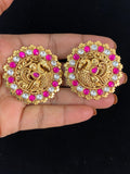 XL size Antique Kundan Peacock Studs | Indian Earrings