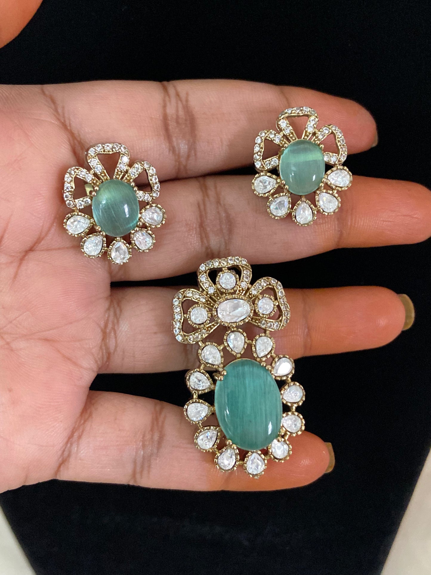 CZ Antique Pendant Set | Indian Jewelry In USA