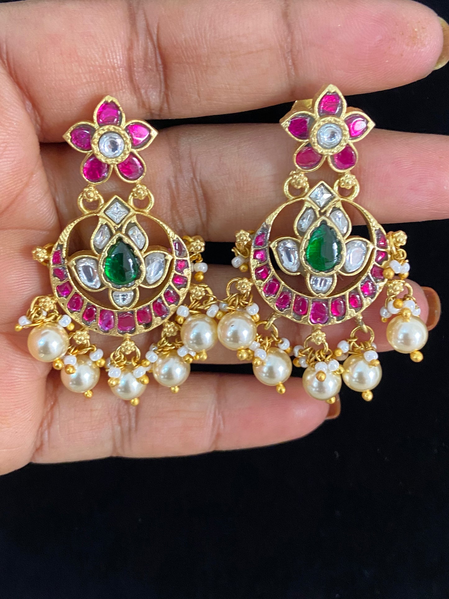 Jadau Kundan Chandbali Earrings | Traditional Jewelry In USA