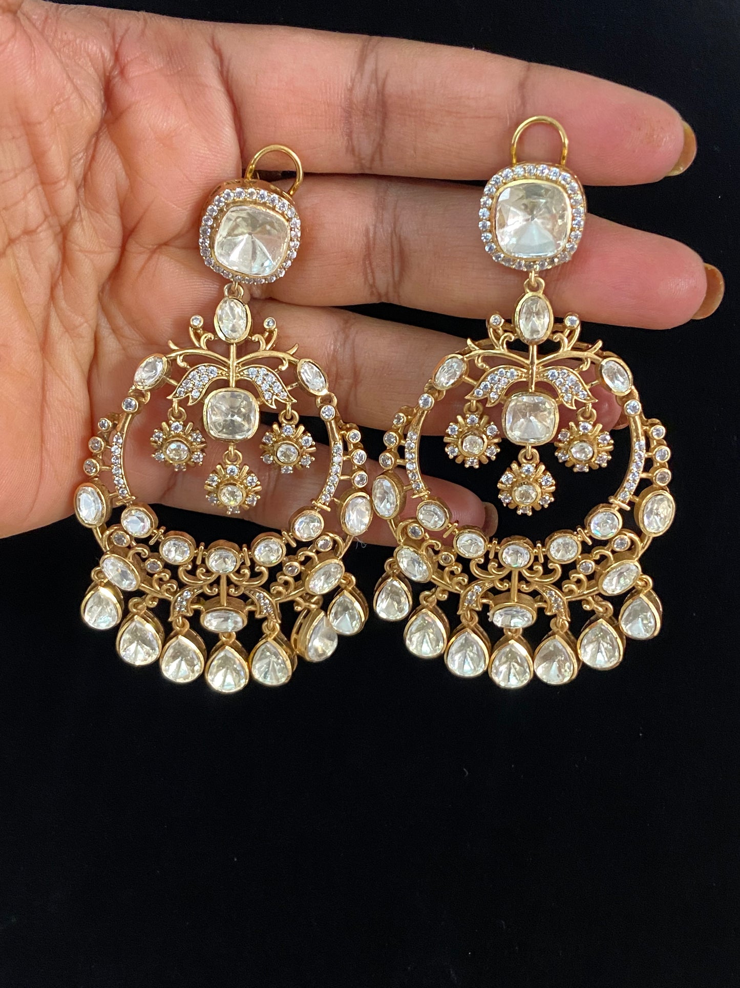 Moissanite Chandbali Earrings | Indian Jewelry In USA | bridal earrings| premium quality earrings