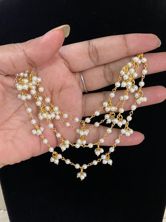 Pearl Champaswaralu | Hair accessories | indian Ear Chains