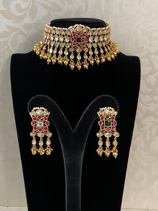 Polki Kundan Choker With Earrings | Indian Jewelry In USA