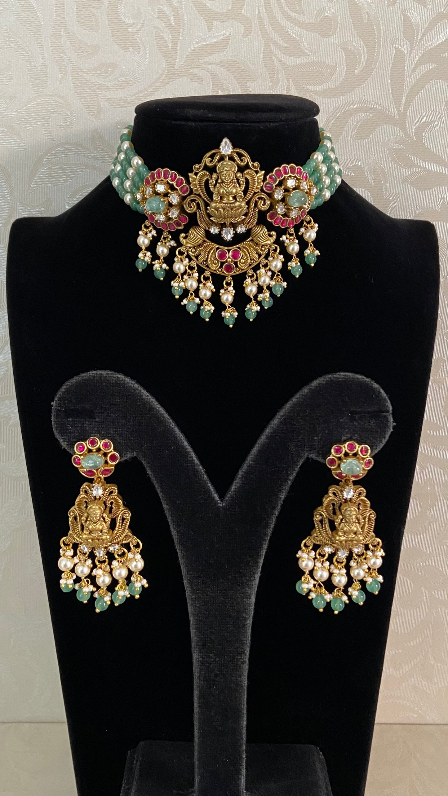 Antique Jadau Lakshmi Beads Choker Set | Traditional Indian Jewelry